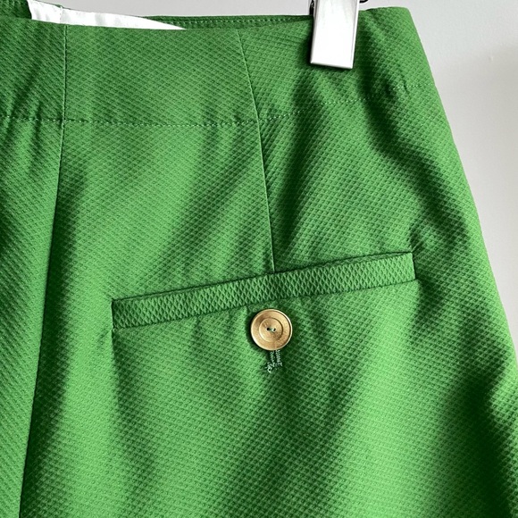 Acne Studios Green Merlo Pique Cotton High-Waisted Flared Shorts - Picture 3 of 4